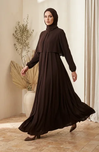 Plissierte Joch-Abaya 5085-05 Braun 5085-05