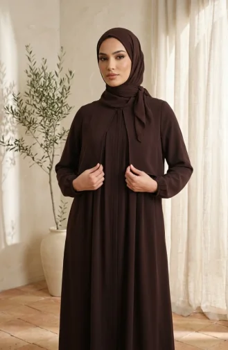 Plissierte Joch-Abaya 5085-05 Braun 5085-05