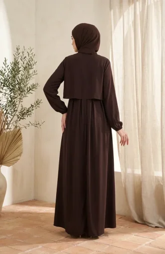 Plissierte Joch-Abaya 5085-05 Braun 5085-05