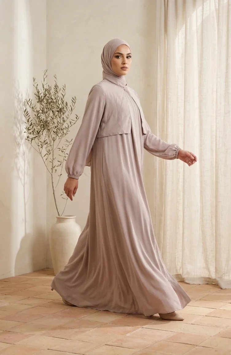 Plissierte Robe Abaya 5085-07 Nerz 5085-07