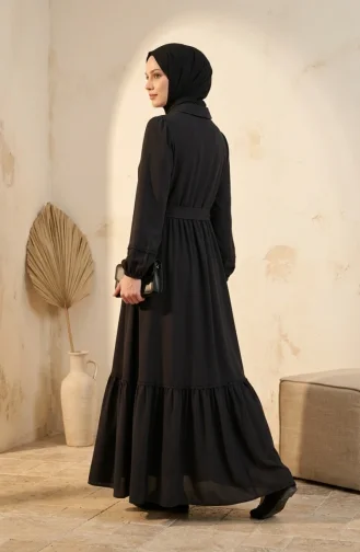 Kleid Mit Spitzendetails Und Gürtel 5086-04 Dunkelgrau 5086-04