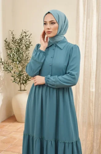 Kleid Mit Spitzendetails Und Gürtel 5086-06 Mintgrün 5086-06