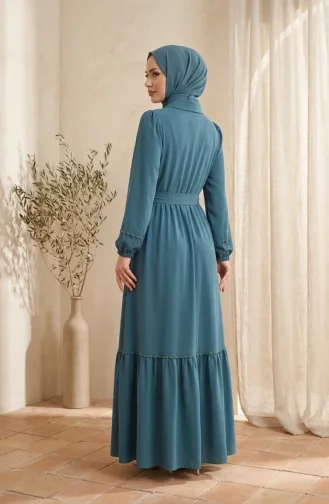 Kleid Mit Spitzendetails Und Gürtel 5086-06 Mintgrün 5086-06