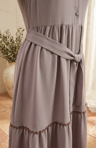 Kleid Mit Spitzendetails Und Gürtel 5086-07 Nerz 5086-07