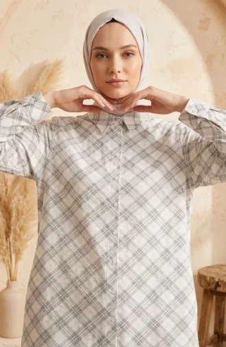 Tunique Rayée à Boutons 1002F-01 Gris 1002F-01