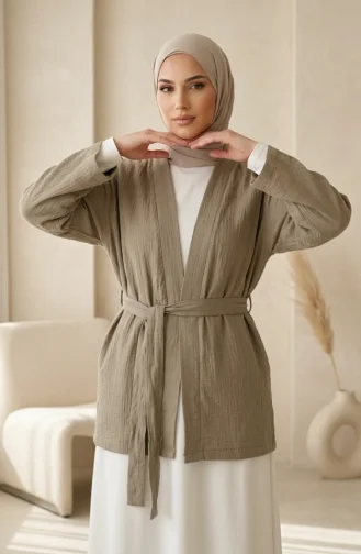 كيمونو بأكمام طويلة وحزام 1004-01 كاكي 1004-01