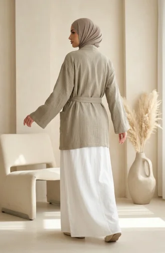 كيمونو بأكمام طويلة وحزام 1004-01 كاكي 1004-01