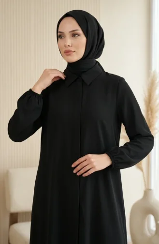 Gömlek Yaka Gizli Düğmeli Tunik Pantolon ikili Takım 1003-05 Siyah