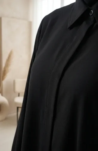 Gömlek Yaka Gizli Düğmeli Tunik Pantolon ikili Takım 1003-05 Siyah