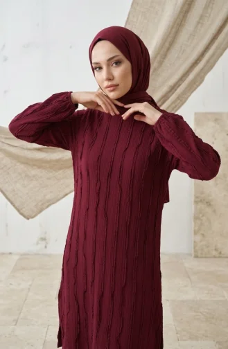 تونيك بتفاصيل كشكشة 0553-04 بورغندي 0553-04