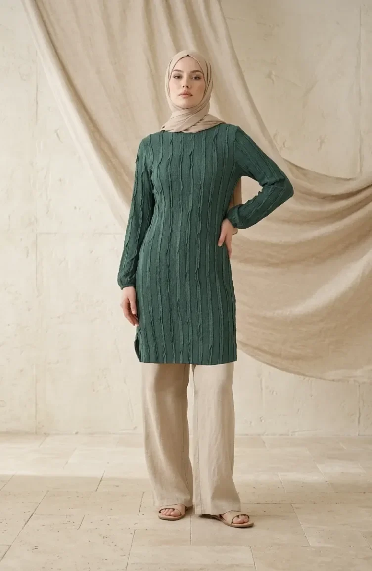 Ruffle Detail Tunic 0553-06 Green 0553-06
