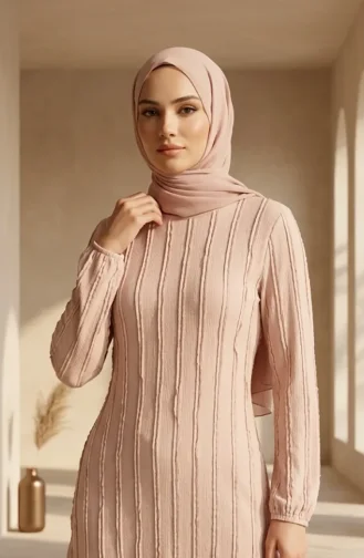 Tunika Mit Rüschendetails 0553-07 Beige 0553-07