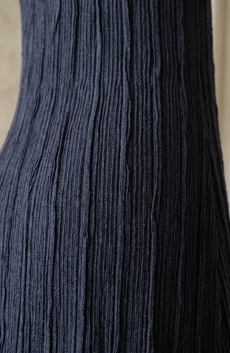 Kleid Mit Gerafftem Gürtel 0551-03 Hellmarineblau 0551-03