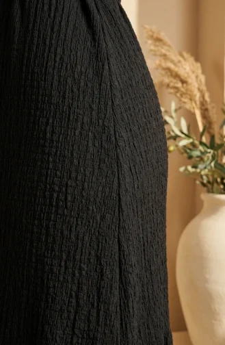 Kleid Aus Bubble-Stoff Mit Elastischen Ärmeln Und Gürtel 0510-06 Schwarz 0510-06