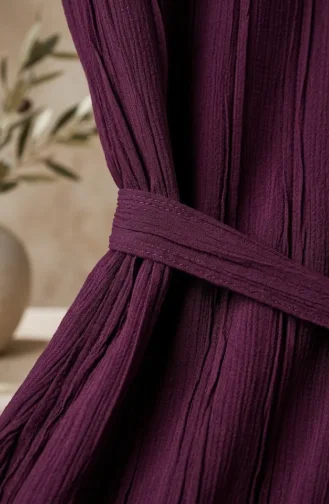 Kleid Mit Gerafftem Gürtel 0551-06 Pflaume 0551-06