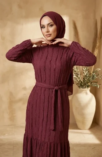 Kleid Mit Gerafftem Gürtel 0551-07 Rosa 0551-07