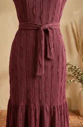 Kleid Mit Gerafftem Gürtel 0551-07 Rosa 0551-07