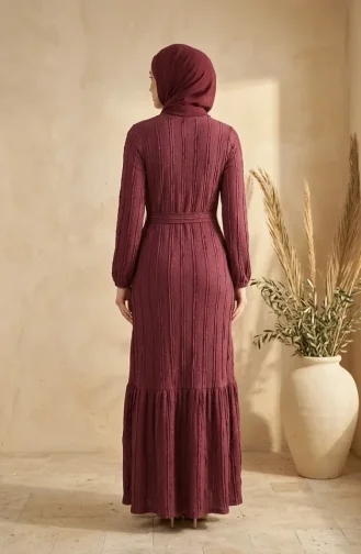 Kleid Mit Gerafftem Gürtel 0551-07 Rosa 0551-07