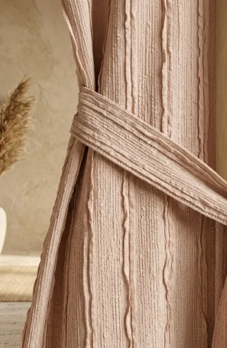 Kleid Mit Gerafftem Gürtel 0551-08 Beige 0551-08