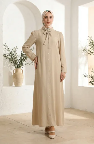 Robe Boutonnées col Nœud 5111-01 Beige  5111-01