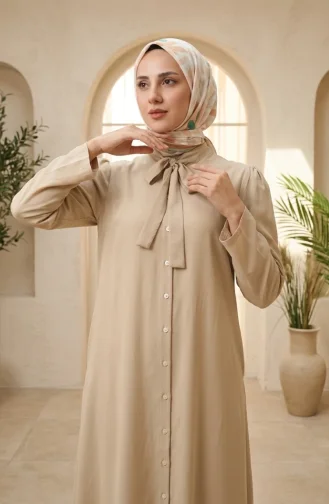 Robe Boutonnées col Nœud 5111-01 Beige  5111-01