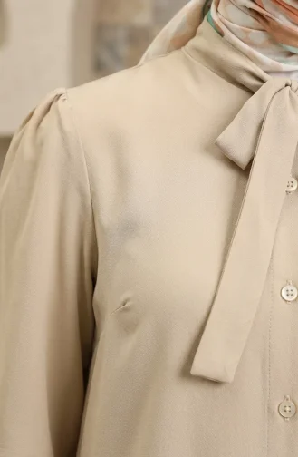 Robe Boutonnées col Nœud 5111-01 Beige  5111-01