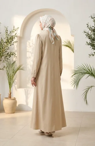 Robe Boutonnées col Nœud 5111-01 Beige  5111-01