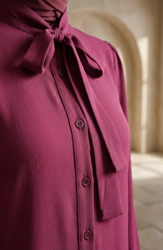 Robe Boutonnées col Nœud 5111-03 Plum 5111-03