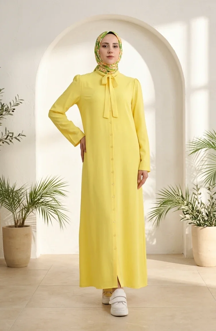 Robe Boutonnées col Nœud 5111-04 Jaune 5111-04