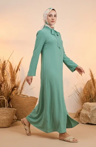 Robe Boutonnée à Col Noué 5111-08 Vert Eau 5111-08