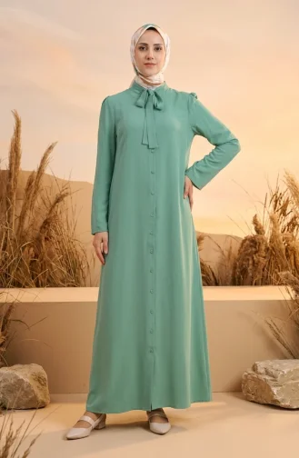 Robe Boutonnée à Col Noué 5111-08 Vert Eau 5111-08