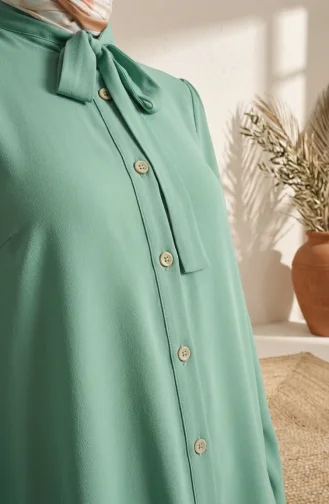 Robe Boutonnée à Col Noué 5111-08 Vert Eau 5111-08