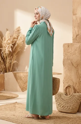 Robe Boutonnée à Col Noué 5111-08 Vert Eau 5111-08