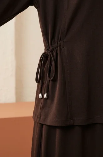 Ensemble Hijab Deux Pièces Oysho En Tissu à Lacets Composé D`un Chemisier Et D`une Jupe Référence 5660-06 Marron 5660-06