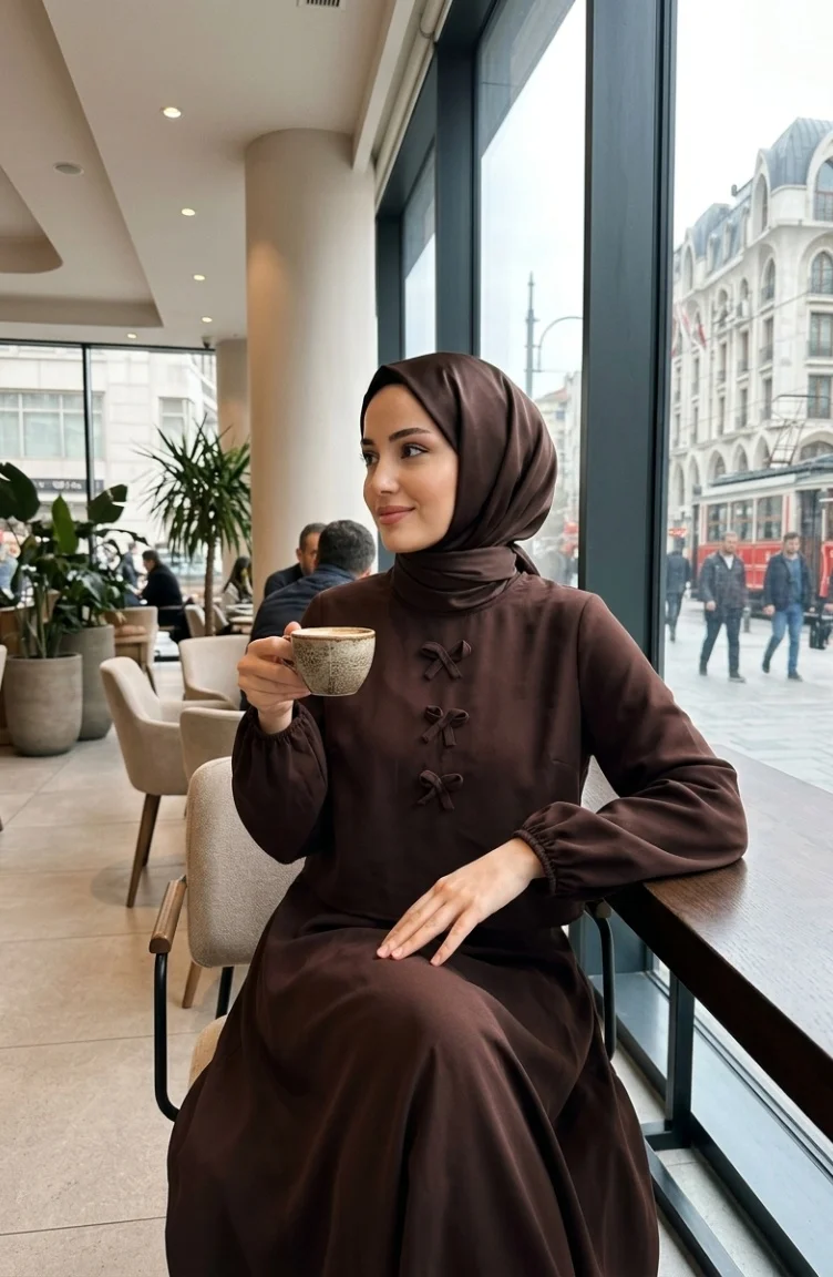 طقم من قطعتين مع تنورة من قماش مزدوج، 5721-03 بني 5721-03