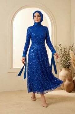 sefamerve evening dress Plum Hijab Evening Dress 5629-04