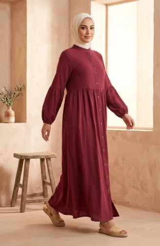 Muslin Fabric Button-Down Yoke Dress 2277-03 Rose Pink 2277-03