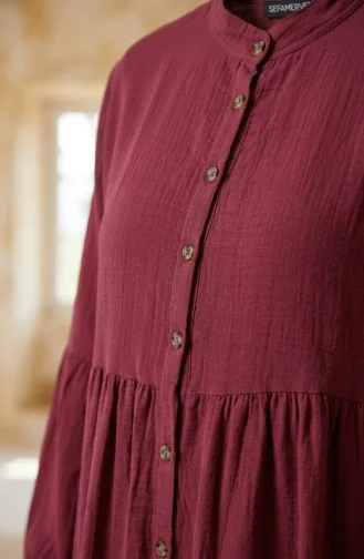 Muslin Fabric Button-Down Yoke Dress 2277-03 Rose Pink 2277-03