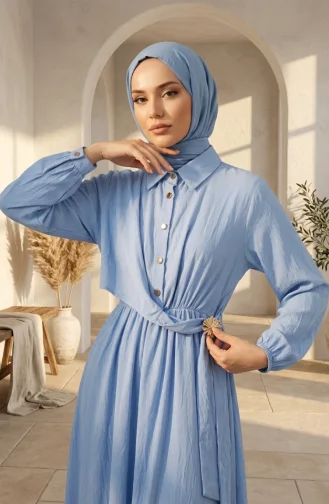 Robe Hijab Bleu Glacé 0319-02