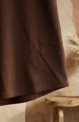 Crepe Fabric Long Tunic 0508-06 Brown 0508-06