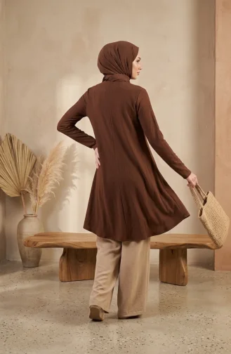 Crepe Fabric Long Tunic 0508-06 Brown 0508-06