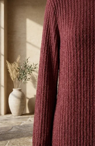 Bubble Fabric Tunic With Elasticated Sleeves 0552-06 Burgundy 0552-06