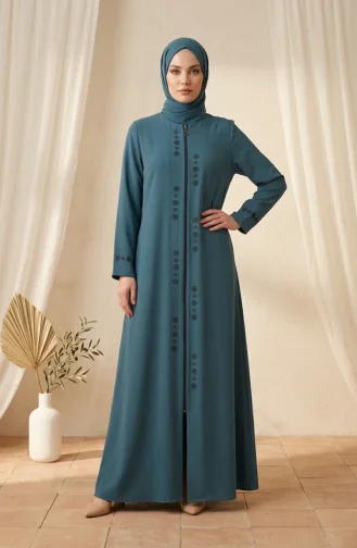 Plus Size Abaya Mit Steinmuster 6007-08 Hellgrün 6007-08