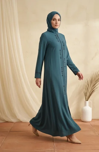 Plus Size Abaya Mit Steinmuster 6007-08 Hellgrün 6007-08