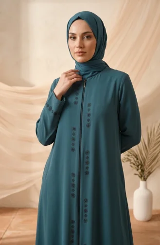 Plus Size Abaya Mit Steinmuster 6007-08 Hellgrün 6007-08