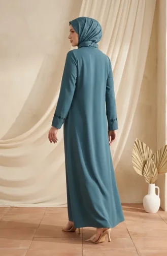 Plus Size Abaya Mit Steinmuster 6007-08 Hellgrün 6007-08