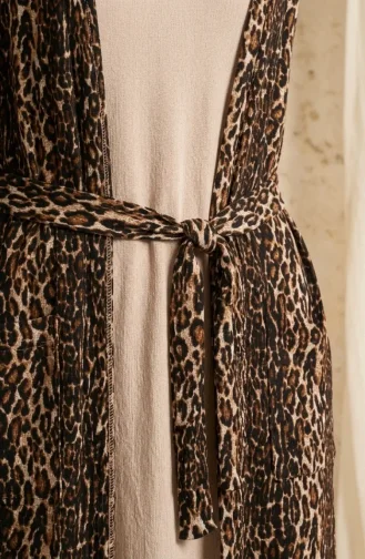 Bürümcük Kumaş Leopar Abaya Jile ikili Takım 0511A-01 Vizon 0511A-01