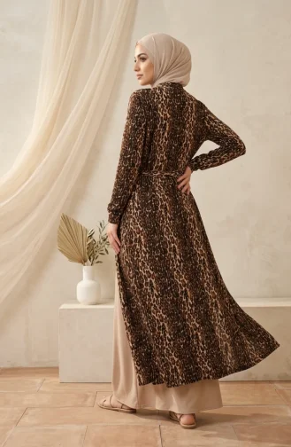 Bürümcük Kumaş Leopar Abaya Jile ikili Takım 0511A-01 Vizon 0511A-01