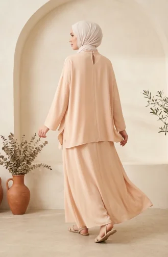 Ensemble Deux Pièces Cape Coupe Décontractée 2274-03 Beige 2274-03