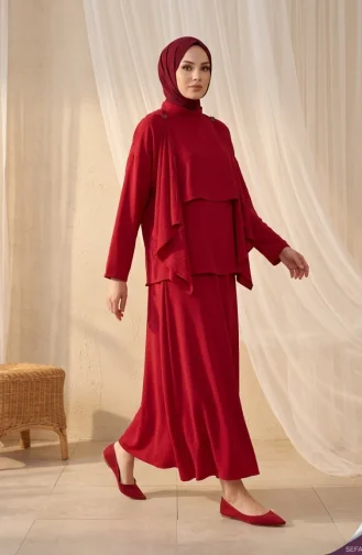Ensemble Deux Pièces Cape Coupe Décontractée 2274-05 Rouge 2274-05